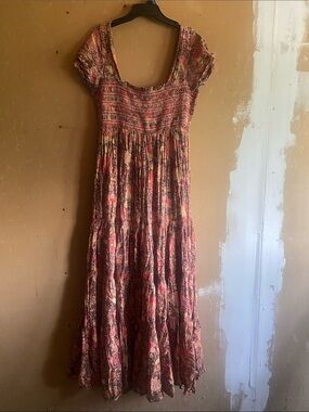 Free People Floral Smocked Maxi Dress in Autumn colors S